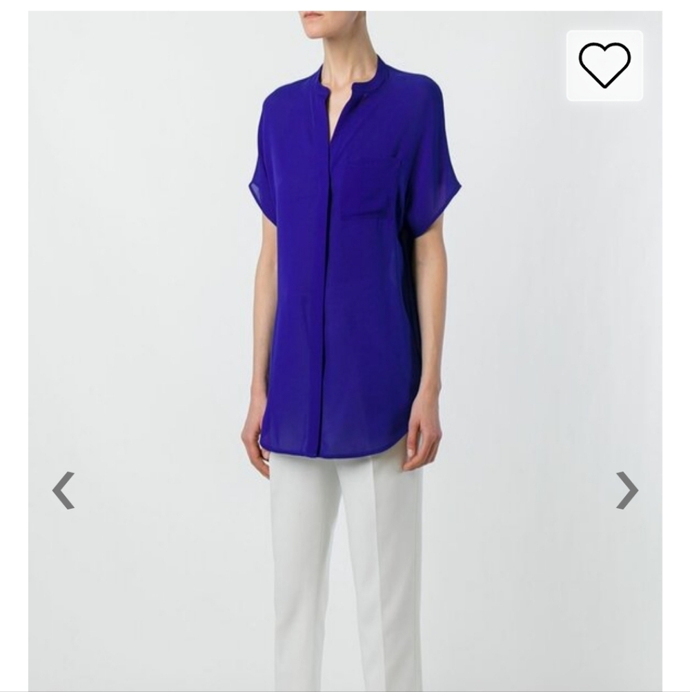 Vince Royal Blue Women's Blouse In 100% Silk Size XS